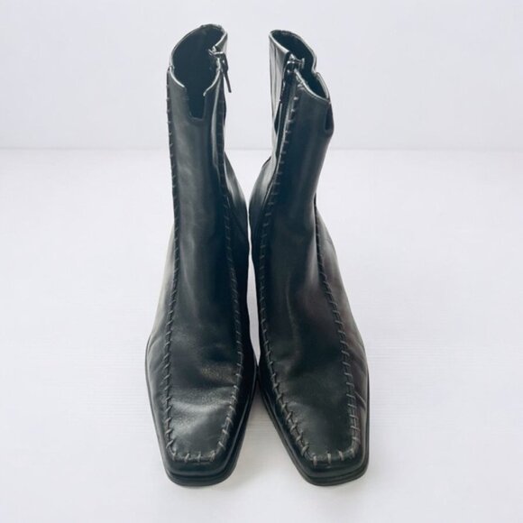 Ecco Black Ankle Boots with Square Toe and Side Zipper Sz 38 - Picture 3 of 10